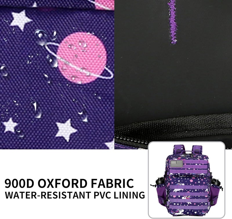 Lovelinks21 25L Tactical Military Backpack Small Travel Rucksack for Men and Women Assault Pack Bug Out Bag Molle Daypack Gym Backpack with Bottle Holder (Purple Pony) - Image 3